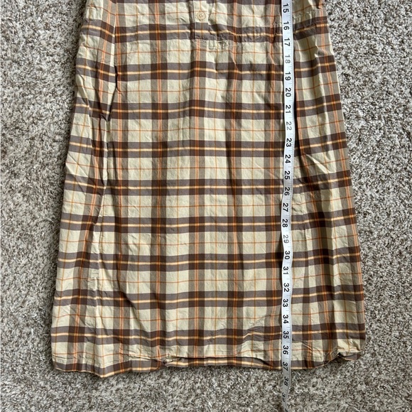 Philippe Adec Vintage Plaid Mini Dress Casual Brown Tan Small 90s Retro - Picture 5 of 7